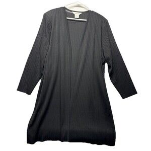 Exclusively Misook Black Duster Ribbed Cardigan Women's Size XL